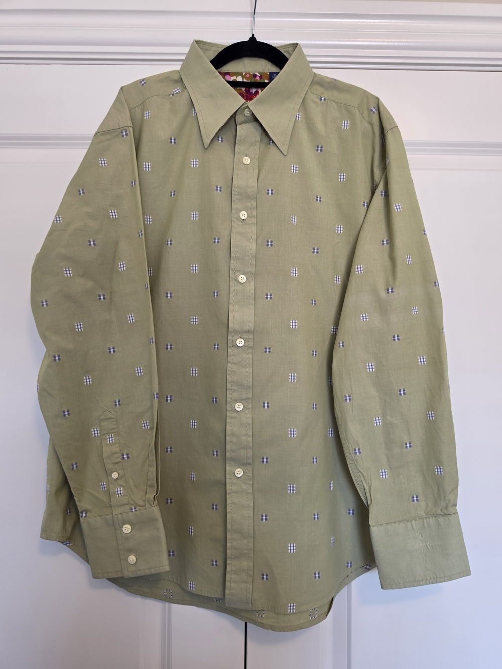 ROBERT GRAHAM MEN'S XL EMBROIDERED COTTON LONG SLEEVE BUTTON-UP SHIRT GREEN